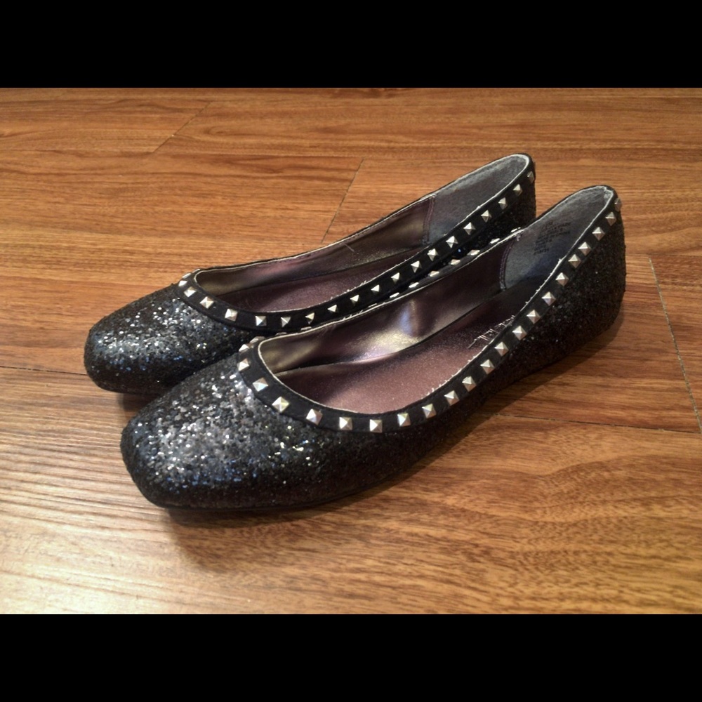 N by Nicole Miller Studded Glitter Flats